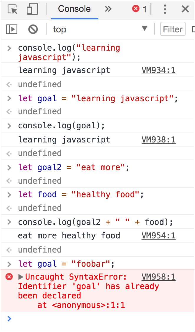 JavaScript console