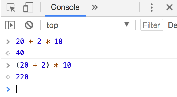 JavaScript console